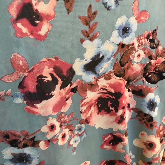 Blue and Pink Floral Open Sweater - Picture 4 of 8